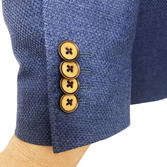 Tommy Hilfiger Tailored Fitted Textured Blue Blazer w/ Elbow Patches 48 / US M - Picture 10 of 13